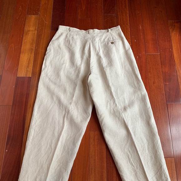 Tan linen pants. 14 petite. Valerie Stevens. - Picture 2 of 7